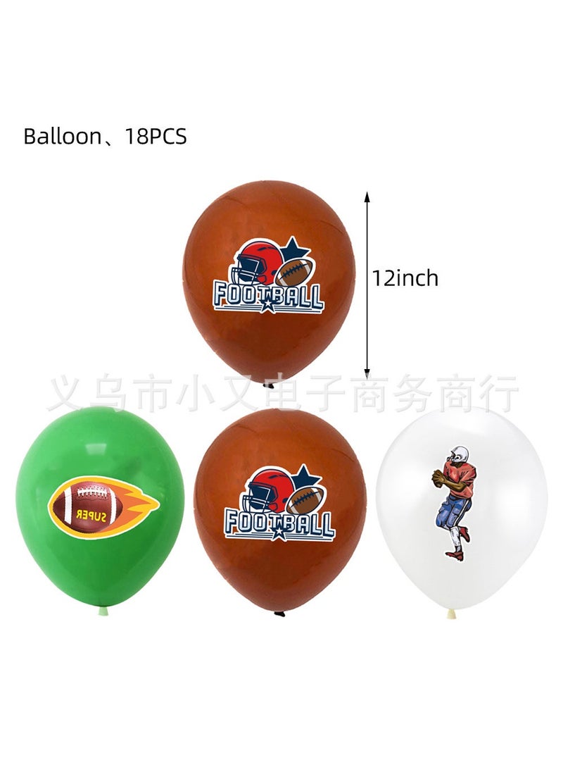 Super Bowl rugby American Football childrens birthday party tableware paper plate tissue tablecloth decoration party supplies Balloon 18PCs-Rugby