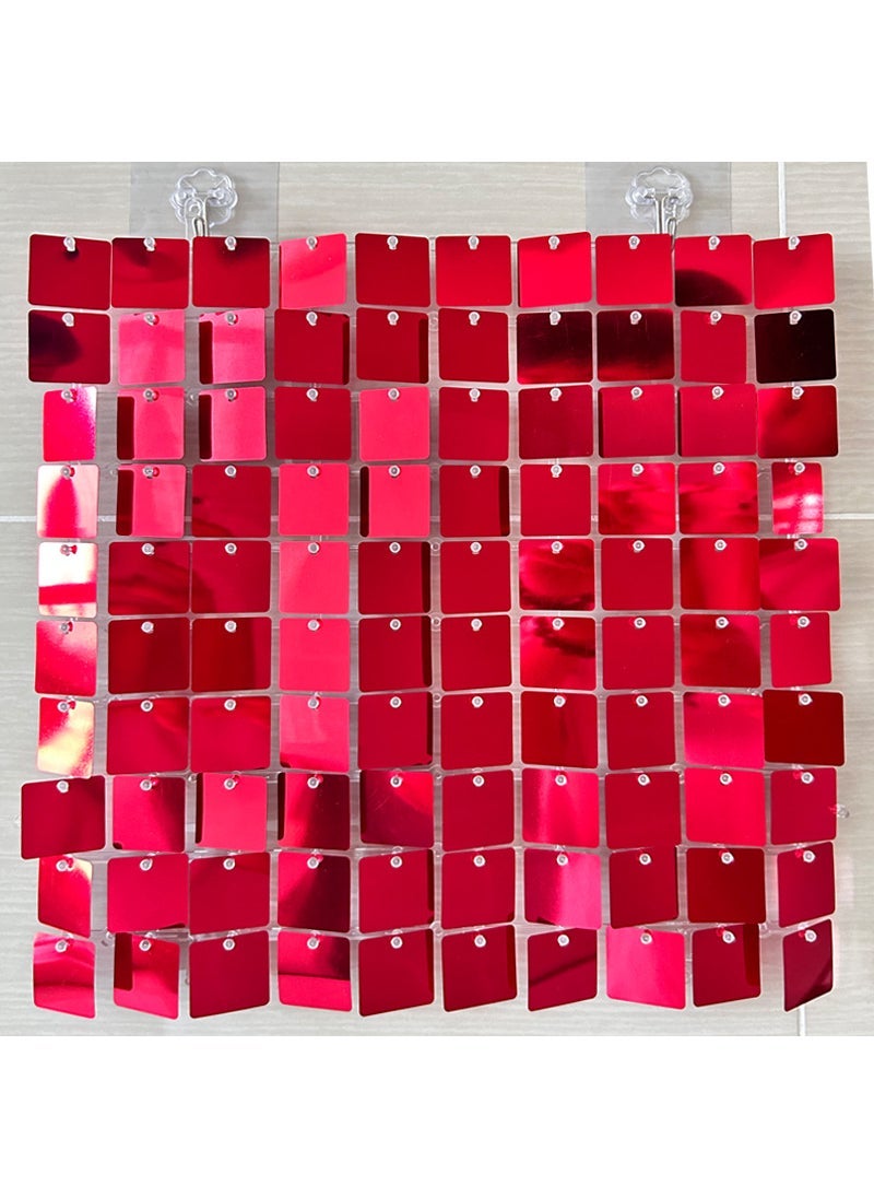 sequins wind board wedding birthday scene layout party decoration sequins background wall curtain sequins wall billboard JX2237 Mirror Red