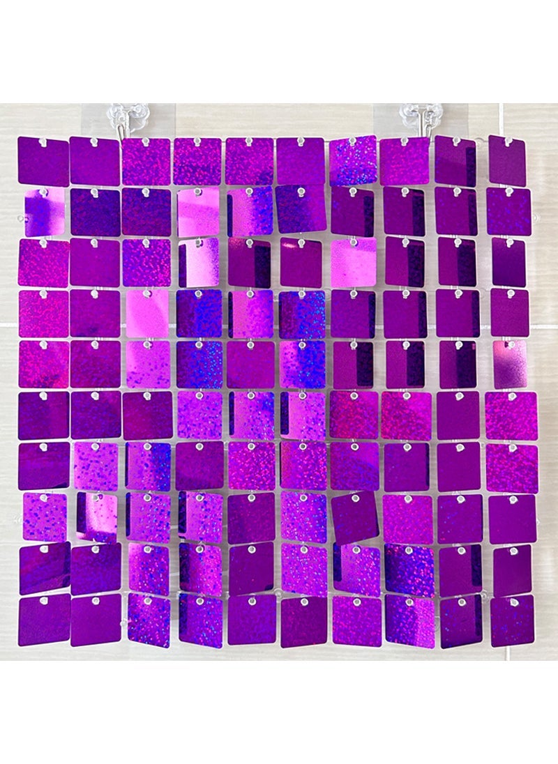 1 x 5 pcs Square Sequin Wall Panel Gatesby Wedding Decor Laser purple jx-1123