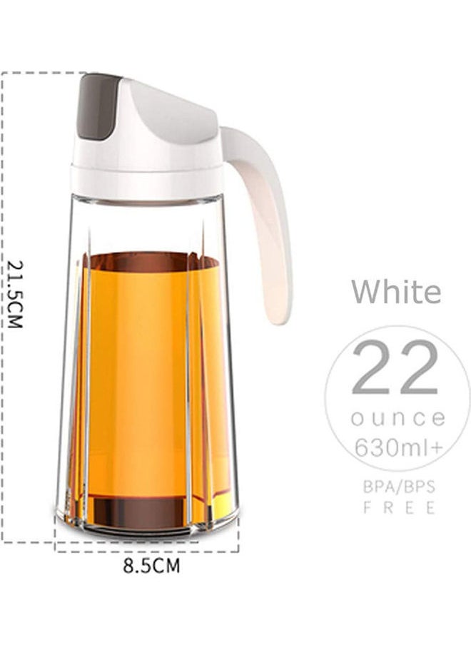 2-Piece Olive Oil Dispenser Bottle With Automatic Cap And Stopper Clear/White 21.5x8.5cm