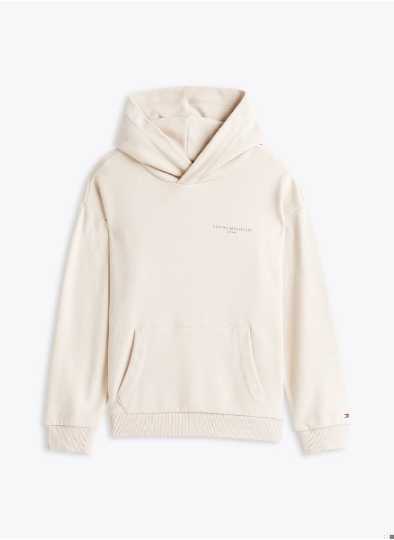 Kids' Signature Tape Logo Hoodie - Cotton, Beige