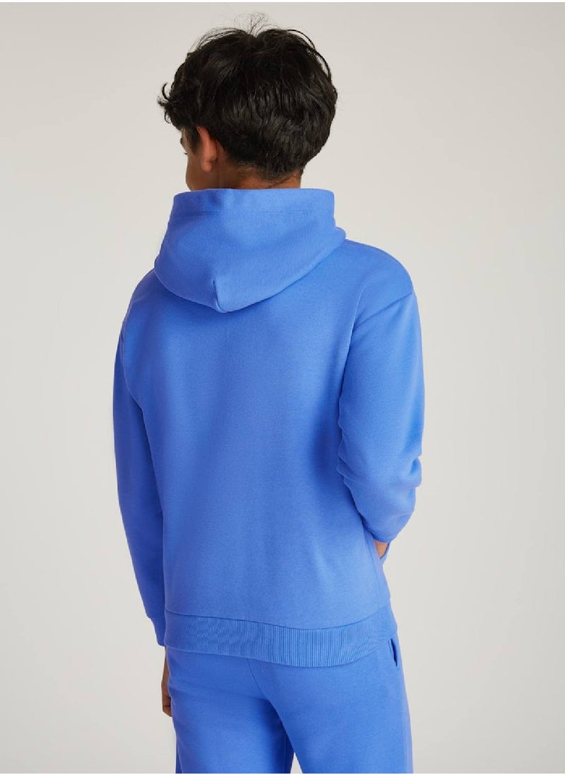 Kids' Signature Tape Logo Hoodie - Cotton, Blue