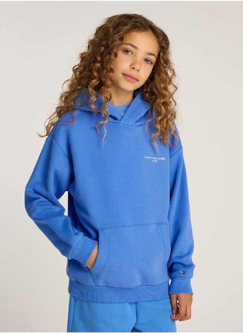 Kids' Signature Tape Logo Hoodie - Cotton, Blue