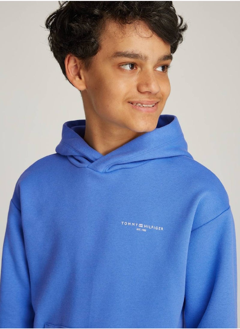 Kids' Signature Tape Logo Hoodie - Cotton, Blue