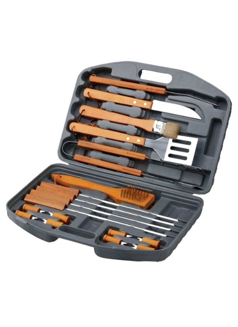 18 Pieces Grill Accessories Set For Outdoor Bbq And Camping - Durable Stainless Steel Utensils With Spatula Fork Tongs & More - Ideal Gift For Men Camp Chefs & Bbq Enthusiasts