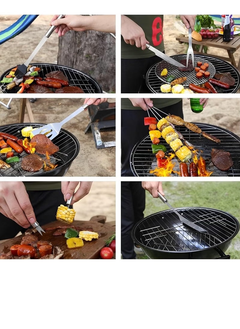 18 Pieces Grill Accessories Set For Outdoor Bbq And Camping - Durable Stainless Steel Utensils With Spatula Fork Tongs & More - Ideal Gift For Men Camp Chefs & Bbq Enthusiasts