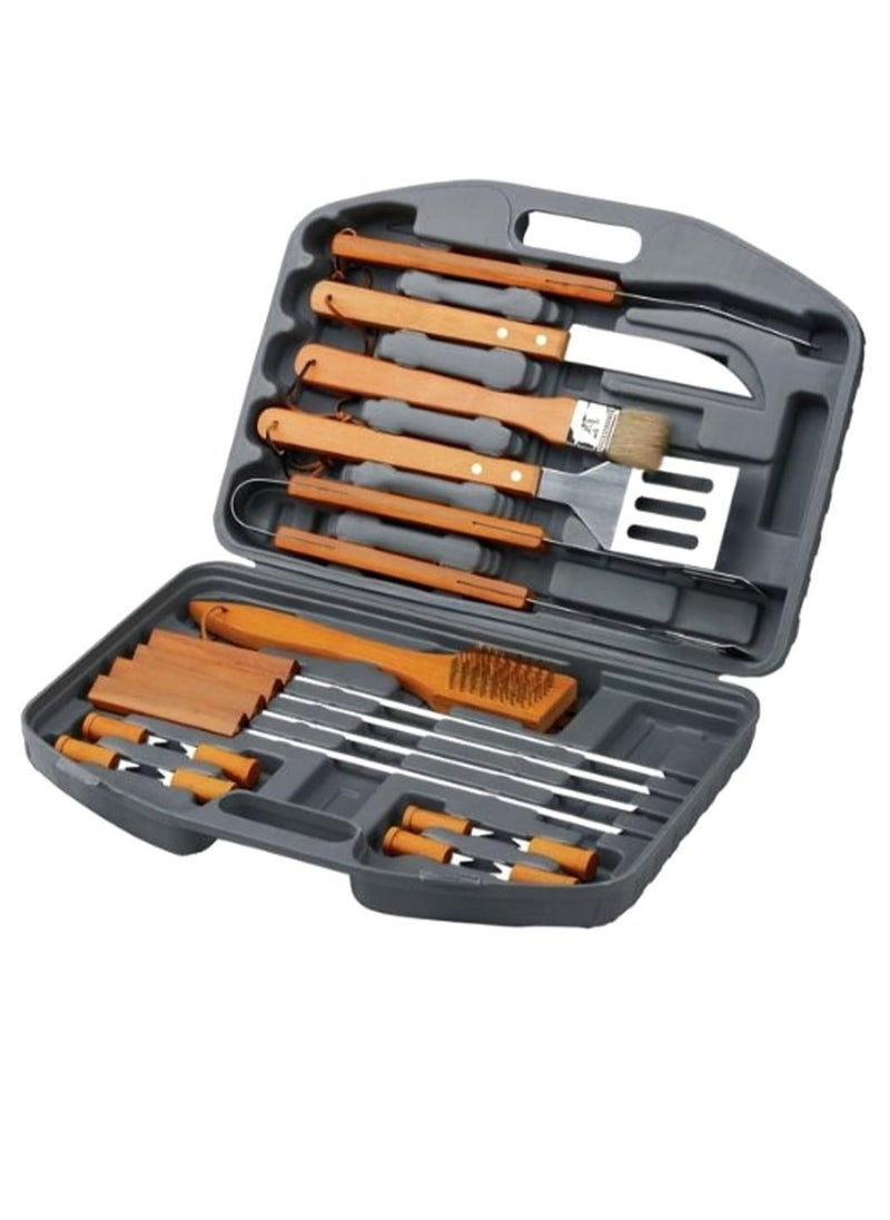 18 Pieces Grill Accessories Set For Outdoor Bbq And Camping - Durable Stainless Steel Utensils With Spatula Fork Tongs & More - Ideal Gift For Men Camp Chefs & Bbq Enthusiasts