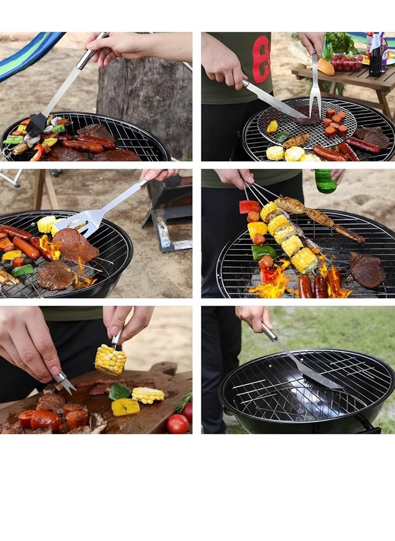 18 Pieces Grill Accessories Set For Outdoor Bbq And Camping - Durable Stainless Steel Utensils With Spatula Fork Tongs & More - Ideal Gift For Men Camp Chefs & Bbq Enthusiasts