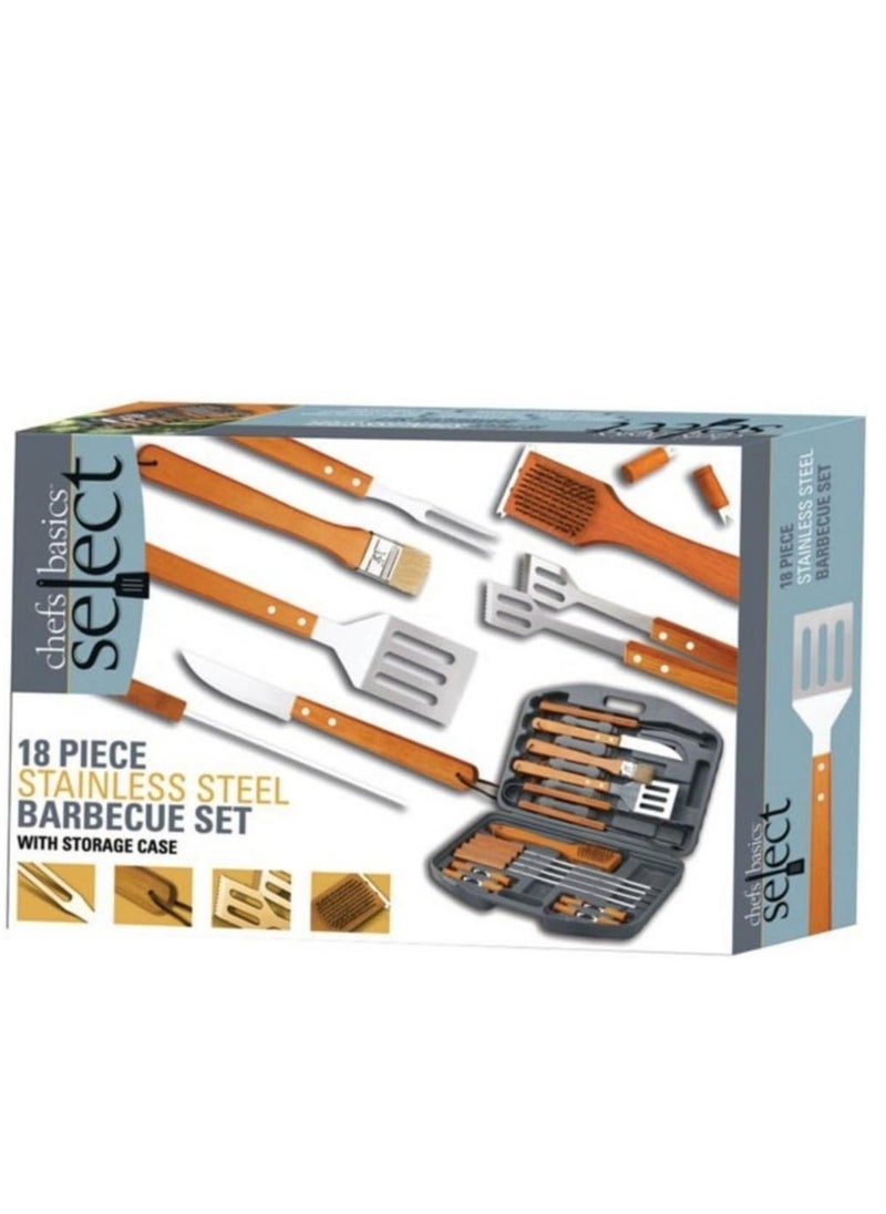 18 Pieces Grill Accessories Set For Outdoor Bbq And Camping - Durable Stainless Steel Utensils With Spatula Fork Tongs & More - Ideal Gift For Men Camp Chefs & Bbq Enthusiasts