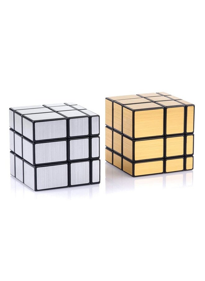 Shengshou 3X3X3 Mirror Cube Set, 2 Pack, Abs Plastics, Puzzle Toys For Kids, Silver, Gold, Unisex, Beginner, 54 Pieces, 2 Items, 1 Set