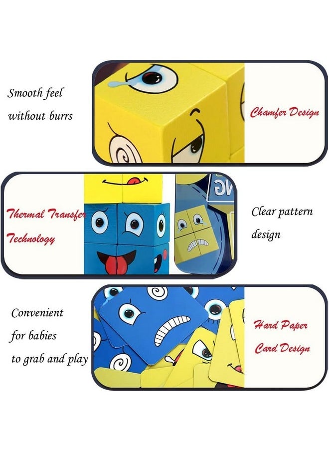 Face Changing Game For Kids, Smiley Face Emoji Cube For Kids, Learning & Educational Blocks Expressions Puzzles Emotion Change Toy With 16 Face Cube And 72 Cards For Kids