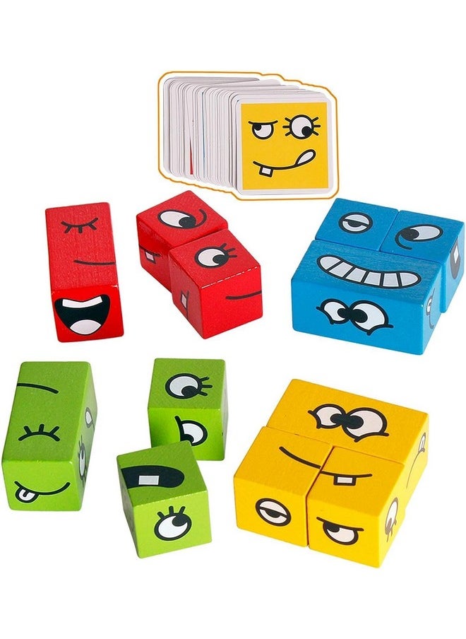 Face Changing Game For Kids, Smiley Face Emoji Cube For Kids, Learning & Educational Blocks Expressions Puzzles Emotion Change Toy With 16 Face Cube And 72 Cards For Kids