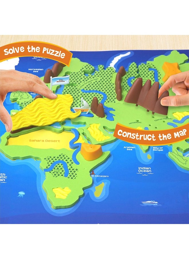 Mapology Physical Features Of World Map | 3D Puzzle & Construction Toys For Kids | Birthday Gift For Girls & Boys Ages 5,6,7,8,9,10,11,12 | Diy Science Kit For Kids