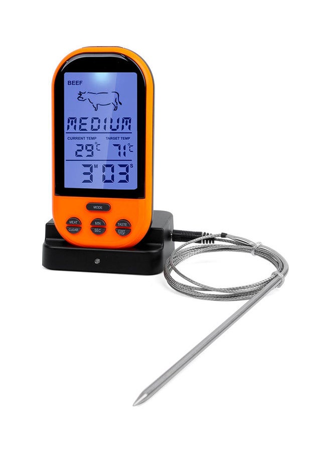 Digital Food Thermometer Orange/Black/Silver