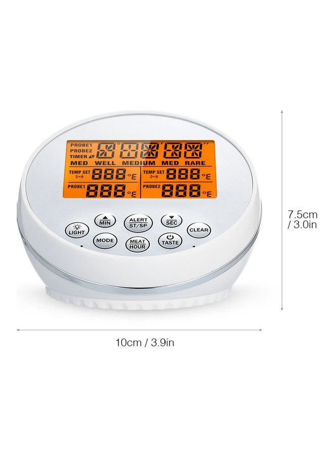 Digital Meat Thermometer with 2 Probes LCD Backlight Display Auto Shutdown Countdown Timer Alarm Smart Cooking Thermoters for Barbeque Grill Oven Kitchen Grey u0026 White 22.5*8*18.5cm