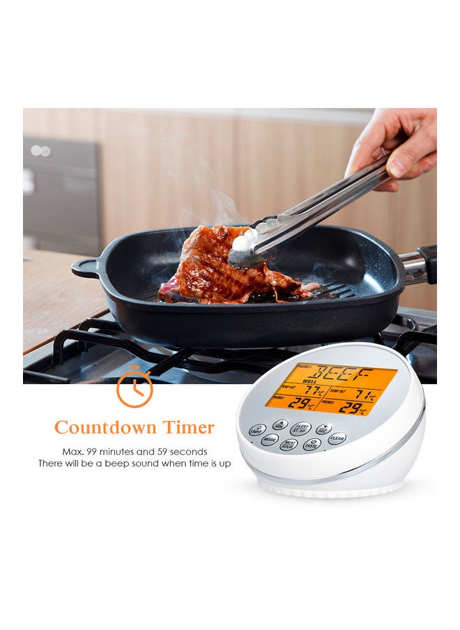 Digital Meat Thermometer with 2 Probes LCD Backlight Display Auto Shutdown Countdown Timer Alarm Smart Cooking Thermoters for Barbeque Grill Oven Kitchen Grey u0026 White 22.5*8*18.5cm