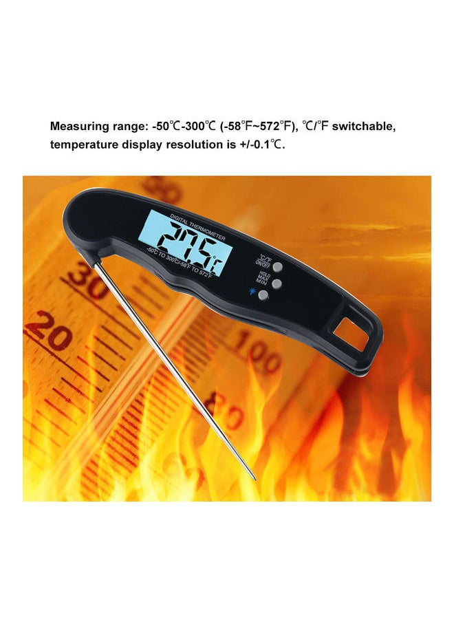 Foldable Digital Waterproof Thermometer Orange/Black 18.50 x 2.70 x 5.20cm