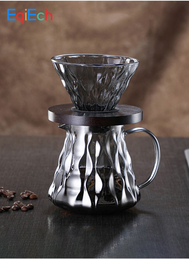 Set of 2 V60 Pour Over Coffee Maker Set Glass Drip Coffee Set 1-4 CUPS