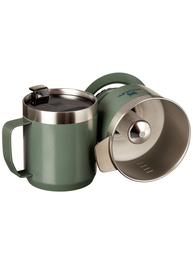 Perfect Brew Pour Over Set With Camp Mug- Reusable Filter - Bpa-Free - Easy-Clean Stainless Steel Coffee Maker - Hammertone Green