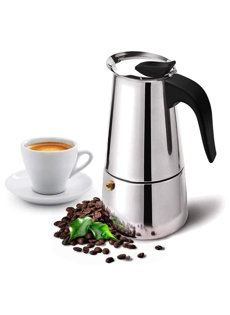 6-Cup Stainless Steel Stovetop Espresso Maker - Silver Moka Pot Coffee Percolator