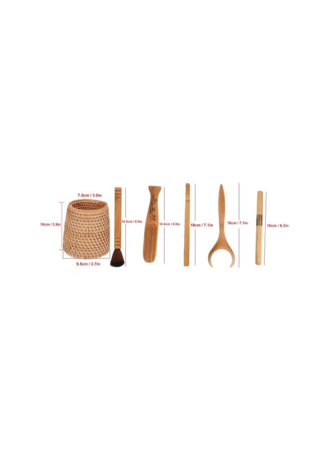 Bamboo Chinese Tea Set, Gongfu Tea Set Tea Ceremony Accessories Include Tea Cup Holder Tea Bucket Tea Spoon Clip Tea Gift Set