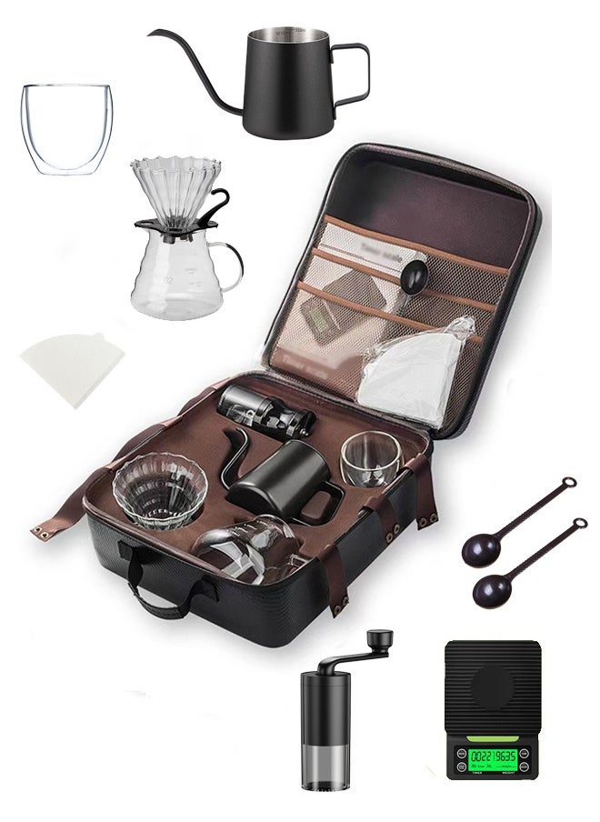 V60 Pour Over Coffee Maker Set With Carry Case Black 600ml