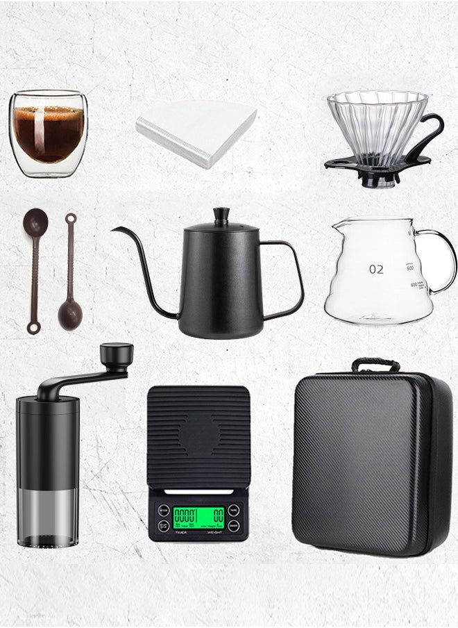 V60 Pour Over Coffee Maker Set With Carry Case Black 600ml