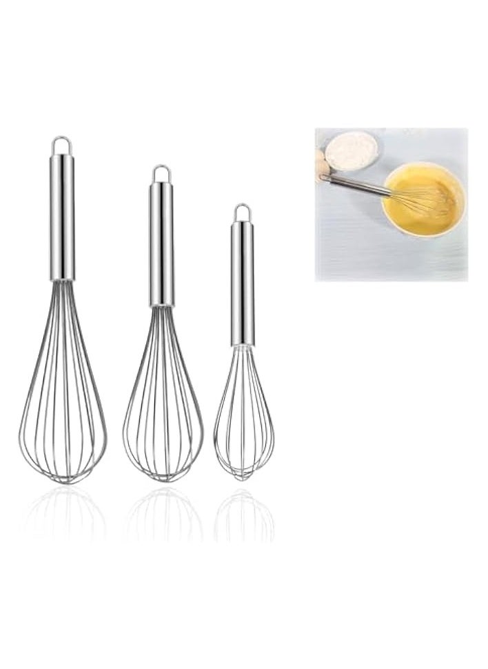 3-Piece Stainless Steel Whisk Set - 8