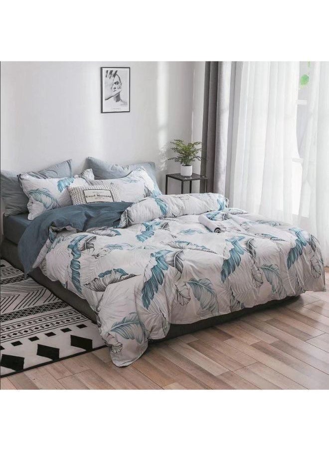 6-Piece Luxurious and Comfortable Home Living Soft Touch Durable Lightweight Fabric Queen Size Bedding Set Includes 1x Duvet Cover 180x230cm, 1x Fitted Bed Sheet 160*200+30cm, 4xPillow Cases 50*75cm