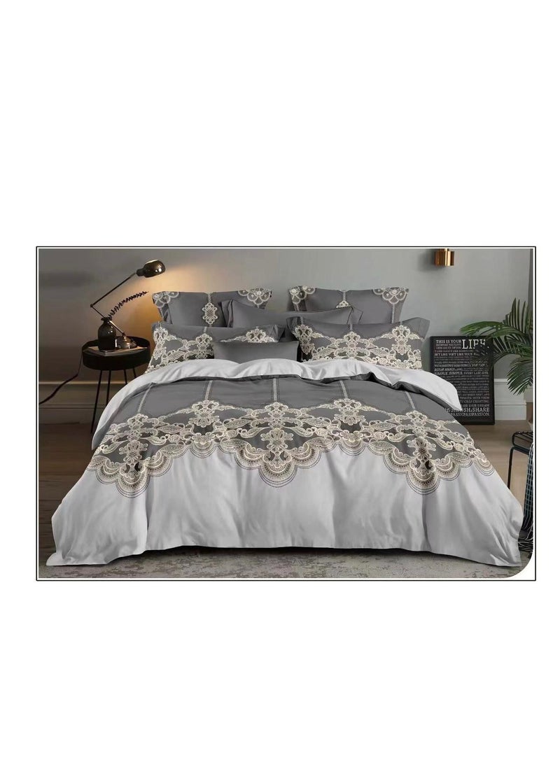 Embrace King Comforter Comforter set 6pcs set glazed cotton King size 1-PC fitted bedsheet 200 * 200cm,1-PCS Comforter 220 * 240 fixed, 4PCS Super Soft Pillowcases