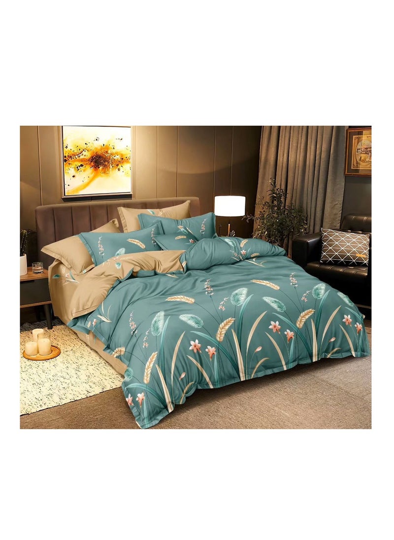 Embrace King Comforter Comforter set 6pcs set glazed cotton King size 1-PC fitted bedsheet 200 * 200cm,1-PCS Comforter 220 * 240 fixed, 4PCS Super Soft Pillowcases