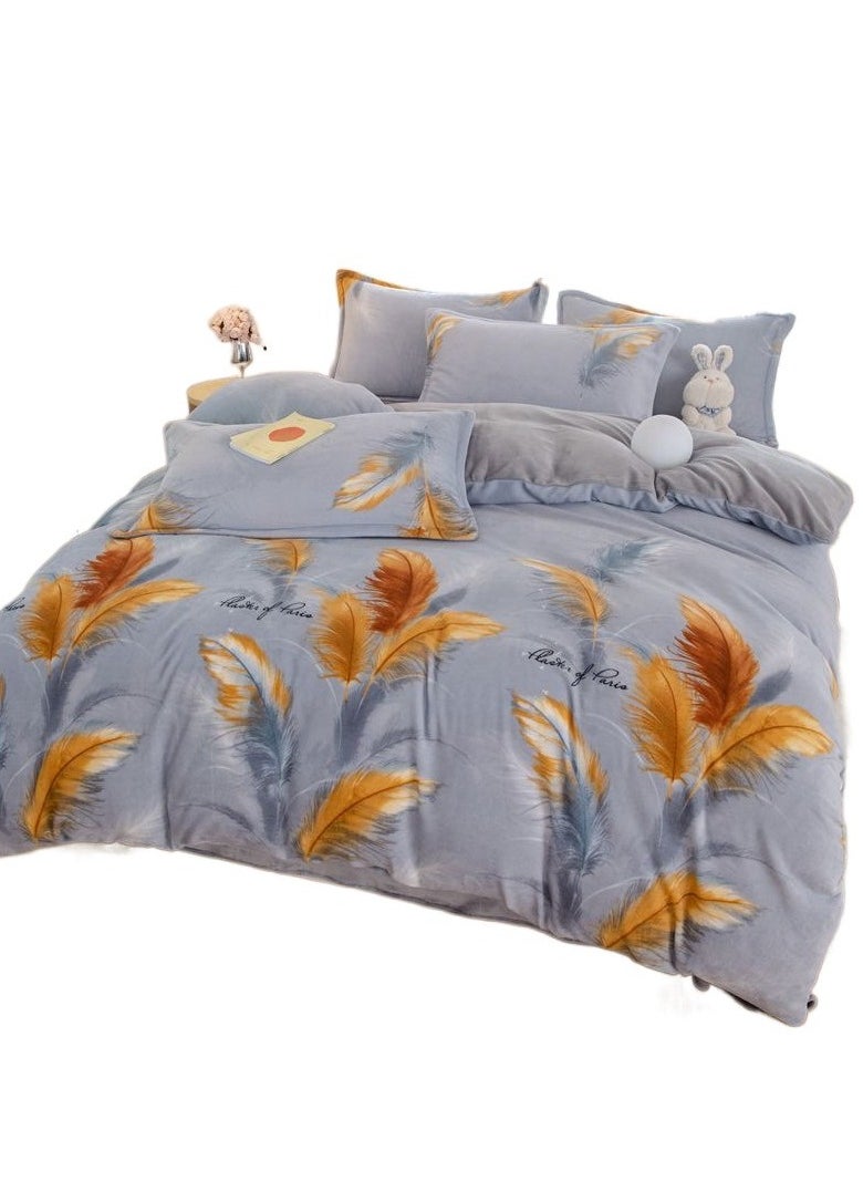 Printed Maple Leaf Comfortable and Breathable Four Piece Set