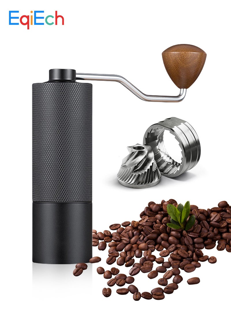 Manual Coffee Bean Grinder With Adjustable Setting,5-Stars CNC Stainless Steel Tapered Burr And Dual Bearing Positioning For All Coarseness From Espresso To French Press