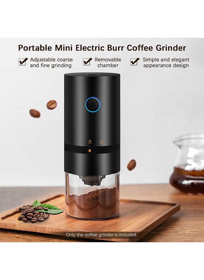 Portable Mini Electric Burr Coffee Grinder, Adjustable Coarse and Fine Grinding, for Home Travel Office Coffee Shop