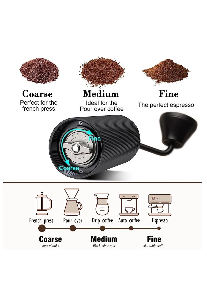 Manual Coffee Grinder With 30-Gear Adjustable Setting,CNC Stainless Steel Tapered Burr And Dual Bearing Positioning For All Coarseness From Espresso To French Press