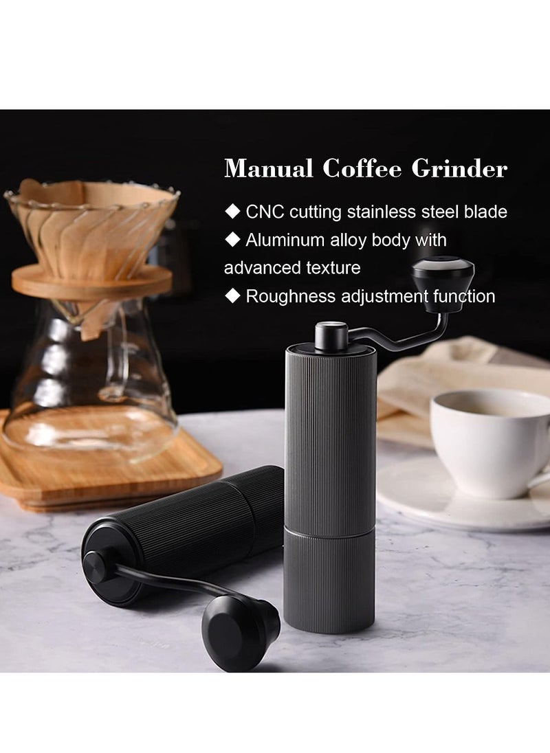 Manual Coffee Grinder With 30-Gear Adjustable Setting,CNC Stainless Steel Tapered Burr And Dual Bearing Positioning For All Coarseness From Espresso To French Press