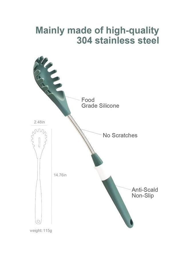 Stainless Steel Inner Core Pasta Spoon Fork Green/White