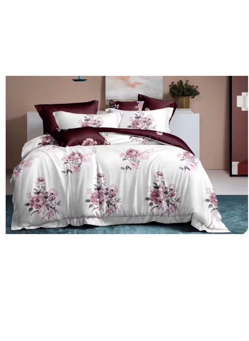 6Pcs Luxurious King size Comforter Set with Elegant Damask Pattern- 220*240cm