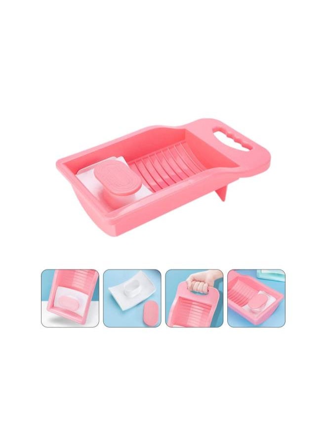 Mini Hand Wash Board, Wash Board Plastic Washing Board Household for Students Clothes Clean Laundry ( Pink )