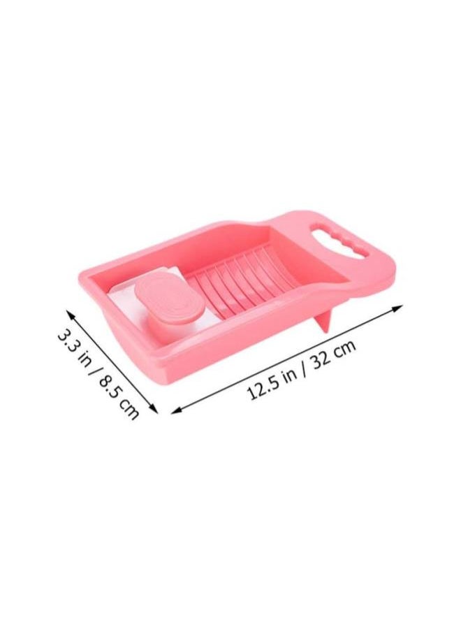 Mini Hand Wash Board, Wash Board Plastic Washing Board Household for Students Clothes Clean Laundry ( Pink )