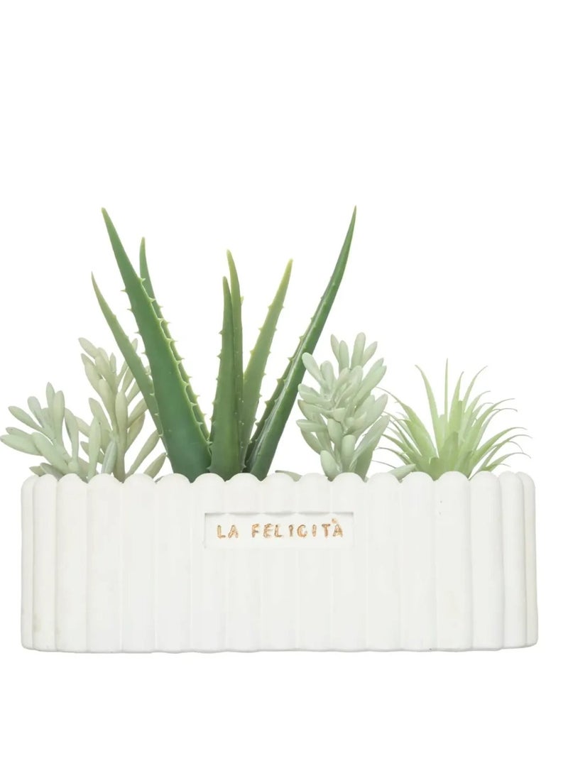 Atmosphera Ceramic Planter W/Artificial Plant (35 x 12 x 15 cm)