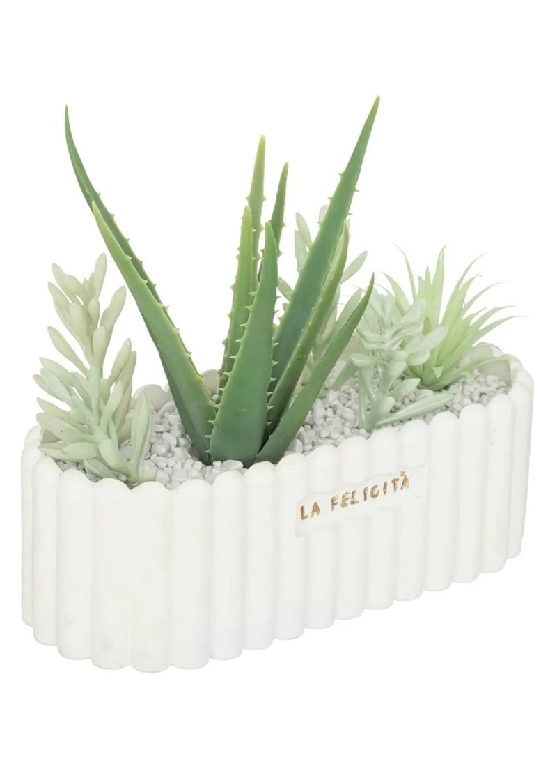 Atmosphera Ceramic Planter W/Artificial Plant (35 x 12 x 15 cm)