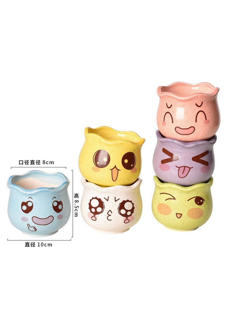 Ceramic Succulent Pots Macaron Six Colors Home Decor 9cm-41 cloth bag smiling face 10*10*8.5