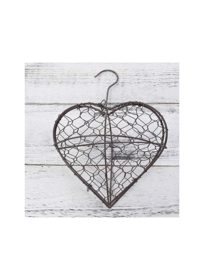 Decorative Hanging Planter Air Plant Holder Basket Rustic Metal Iron Wire Heart Shape Flower Pot Flower Wreath Frame for Wedding Party Decoration 16x18cm