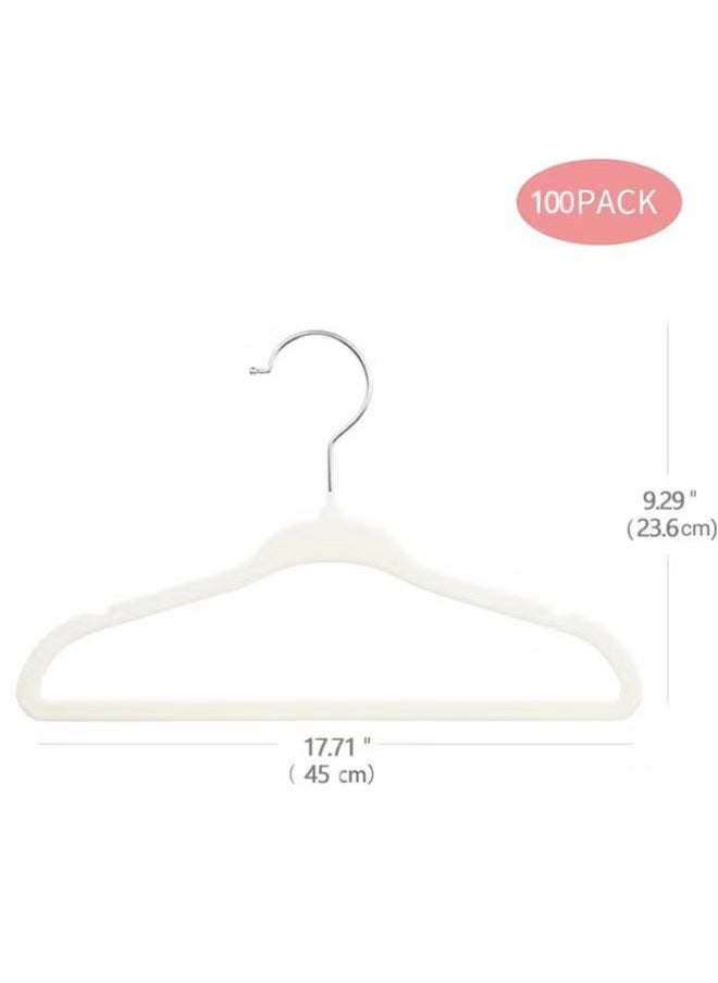 50 pieces velvet non-slip hanger set white