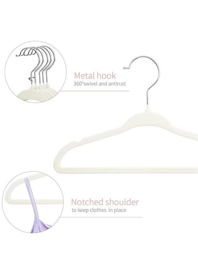 50 pieces velvet non-slip hanger set white