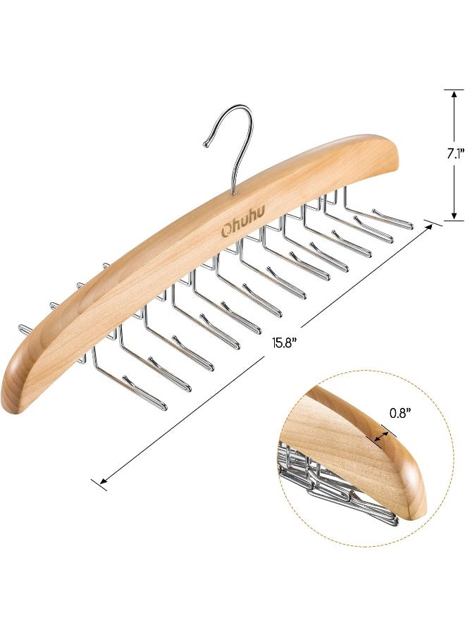 Tie Rack,  24 Hook Holder Tie Hanger Organizer for Closet Wooden Belt Storage Rack for Men Ties Belts Scarves Accessories