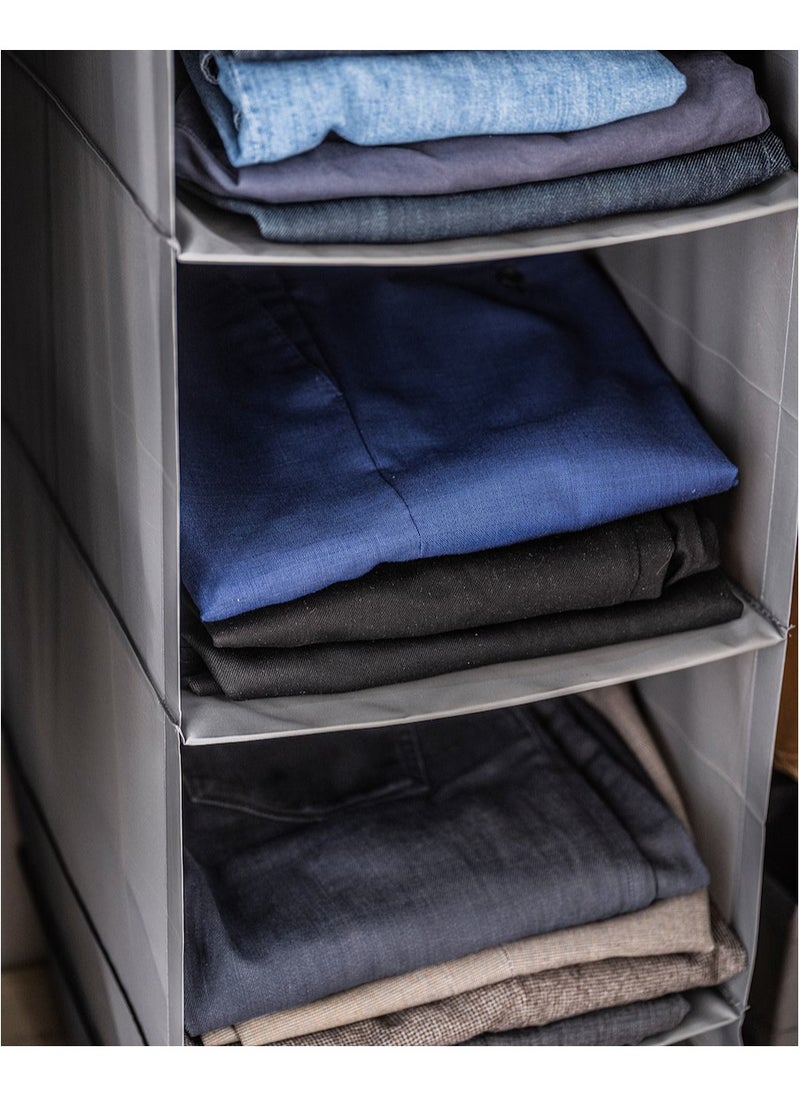 Storage with 6 Compartments Polyester Fabric & Polypropylene Plastic Dark Grey 35x45x125 cm