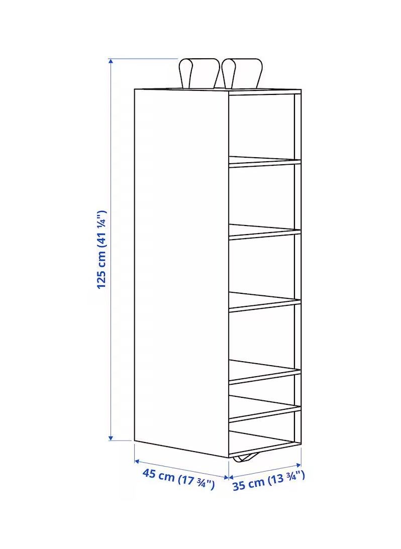 Storage with 6 Compartments Polyester Fabric & Polypropylene Plastic Dark Grey 35x45x125 cm