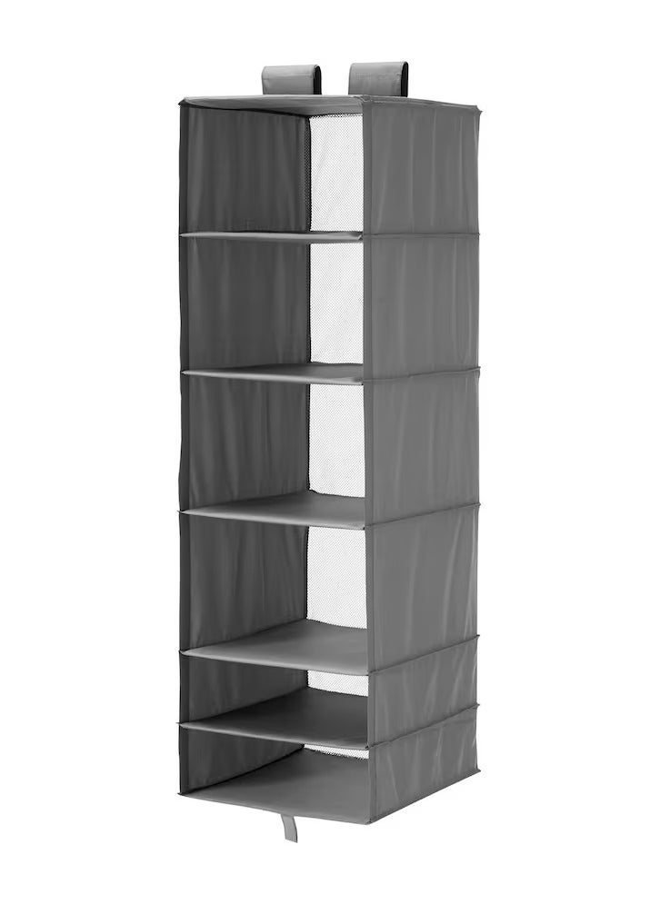 Clothes Storage,Small wardrobe, Organizer with 6 Compartments, Grey 35x45x125 cm